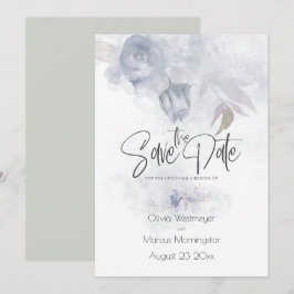 Save the Date Bohemisch Dusty Blue Floral Einladung