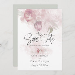 Save the Date Bohemische Dusty Rose Rosa Blüte Einladung