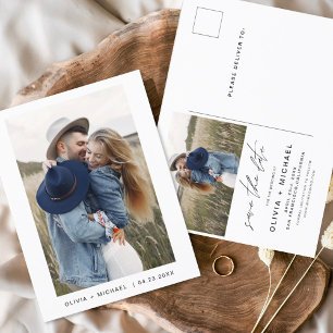 Save the Date Boho Minimalistisch Foto Modern Postkarte