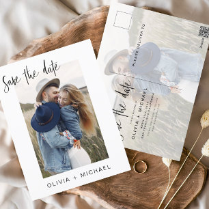 Save the Date Boho Minimalistisch Foto Modern Postkarte