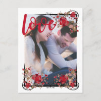 Save the Date Boho Rose & Liebe Foto Postkarte