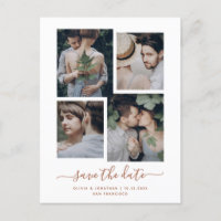 Save The Date | Boho Terracotta Four Foto Collage