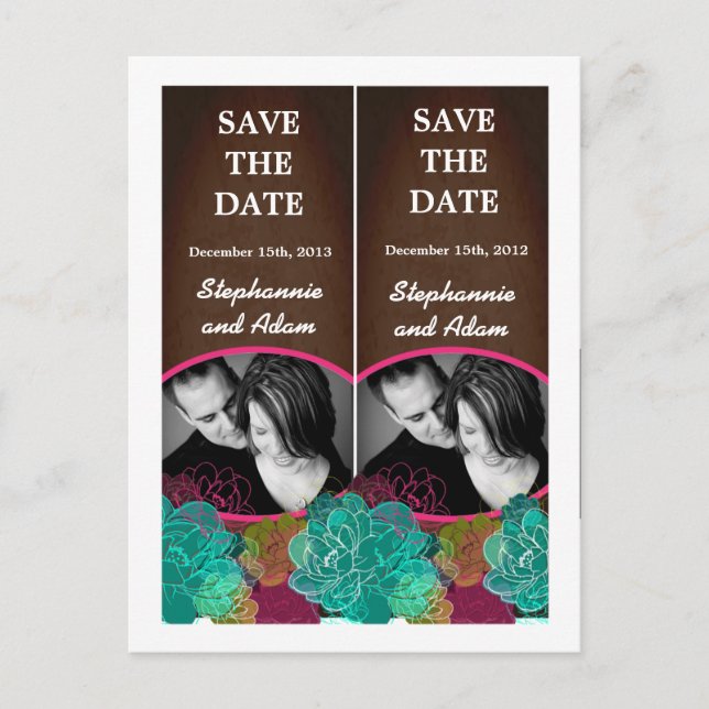 Save the Date Book Mark Favorits Neon Spring Flora Ankündigungspostkarte (Vorderseite)