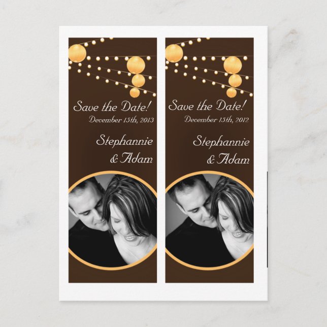 Save the Date Book Mark Favorits Paper Lanterns Br Ankündigungspostkarte (Vorderseite)