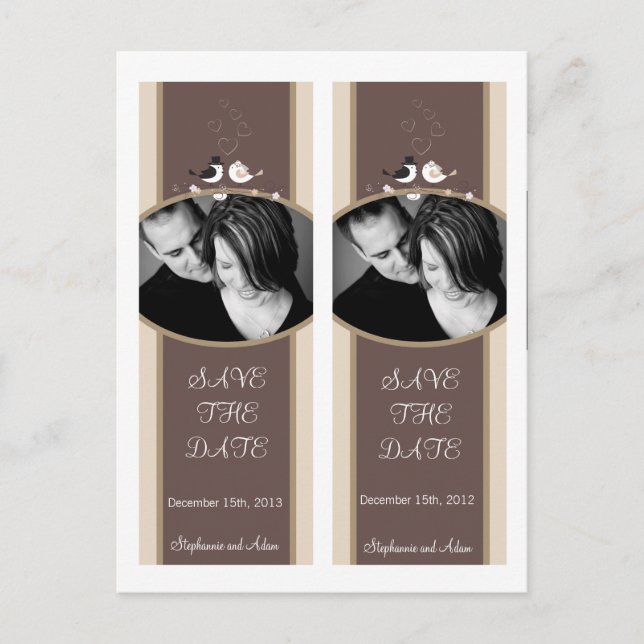 Save the Date Book Mark Favorits Wedding Birds Bri Ankündigungspostkarte (Vorderseite)