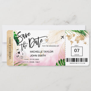 Save the Date Bordkarte Weltkarte Strand Einladung
