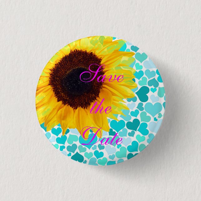 Save the Date Braut-Sonnenblume, die niedliche Button (Vorderseite)