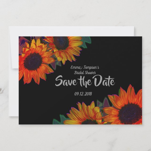 Save the Date, Brautparty Sonnenblumen Date (Vorderseite)