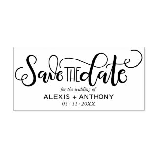 Save the Date Briefmarke mit individuellen Namen Gummistempel