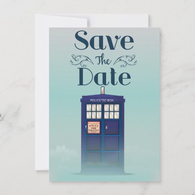 Save the Date British Police Box Einladung (Rückseite)