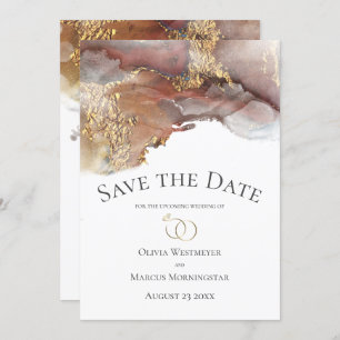 Save the Date Bronze-Kupfer und Gold-Tinte-Marmor Einladung