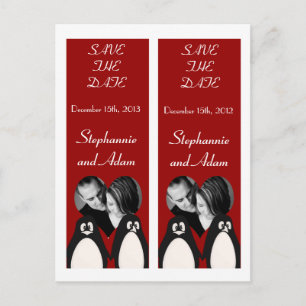 Save the Date Buch Favoriten Penguin Liebe Couple Ankündigungspostkarte