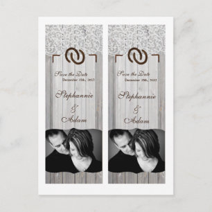 Save the Date Buch Favors Pferdeschuhe Holz Ankündigungspostkarte