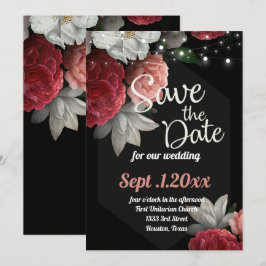 Save the Date Burgund Blumenstrauß Einladung