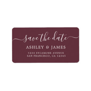 Save the Date Burgundy Address Labels Adressaufkleber
