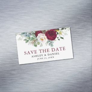 Save the Date Burgundy Blumengrün Magnet