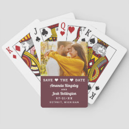 Save the Date Burgundy Custom Wedding Foto Spielkarten
