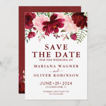 Save the Date Burgundy Pink Wasserfarben