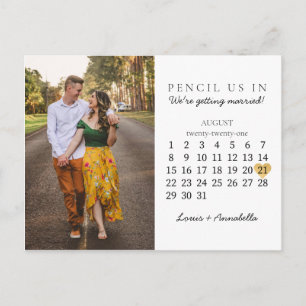 Save the Date Calendar Gold Heart August 2021 Postkarte