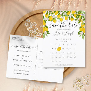 Save the Date Calendar Lemons Blossom Ankündigungspostkarte