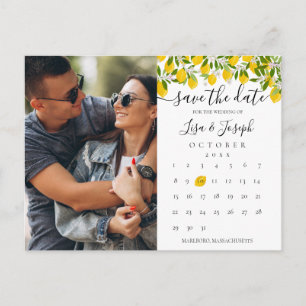 Save the Date Calendar Lemons Blossom Foto Postkarte
