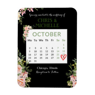 Save the Date Calendar Magnet Custom-October