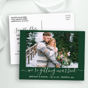 Save the Date Calligraphy Getried Green Postkarte