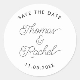 Save the Date Calligraphy Script Umschlag Aufklebe Runder Aufkleber
