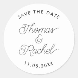 Save the Date Calligraphy Script Umschlag Aufklebe Runder Aufkleber