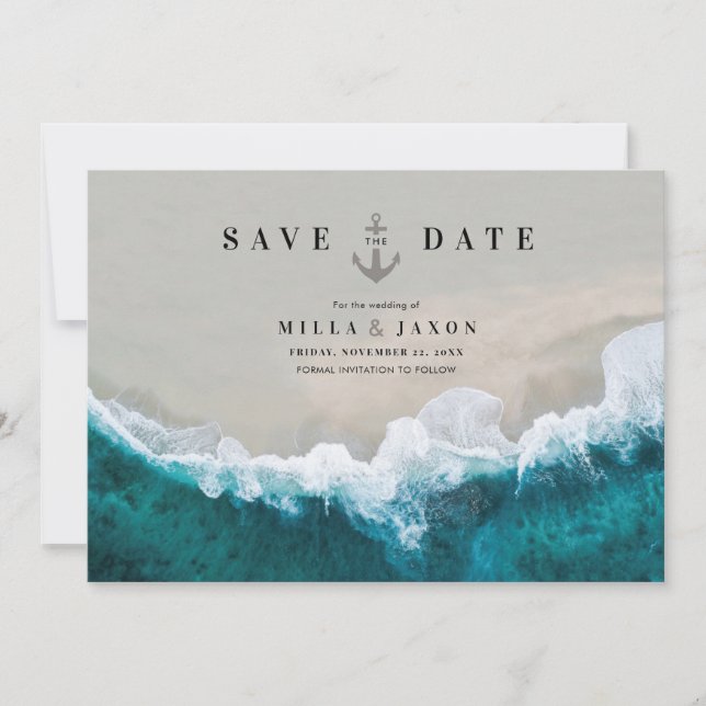 Save the Date Card Beach Summer Nautic Einladung (Vorderseite)