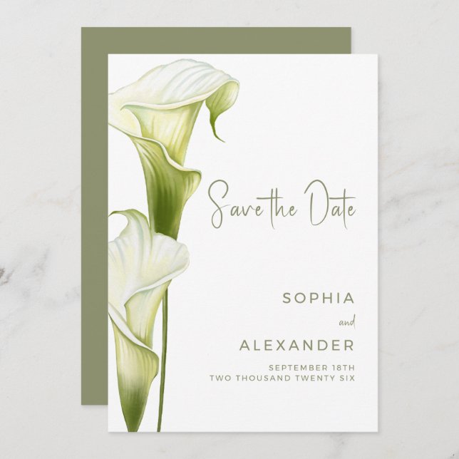 Save the Date Card for a Modern Wedding.  (Vorne/Hinten)