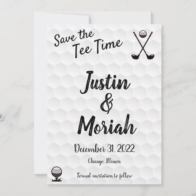 Save the Date Card "T-Shirt Time Rett" - Golf sie (Vorderseite)