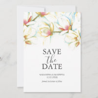 Save The Date Cards White Magnolia Flowers