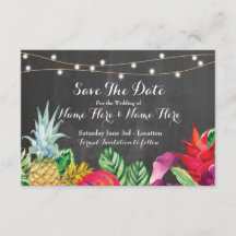 Save the Date Chalk Rustikale Aloha Tropenleuchten