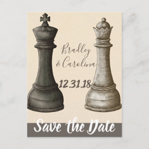 Save the Date Chess King Queen Ankündigungspostkarte