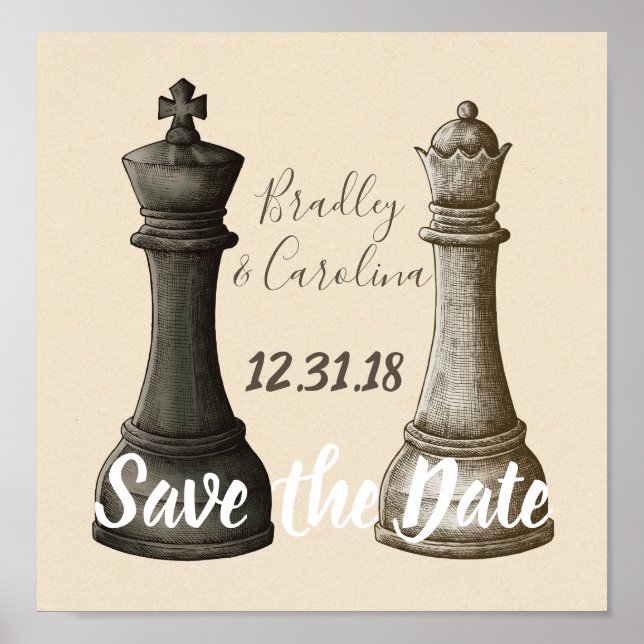 Save the Date Chess King Queen Poster (Vorne)