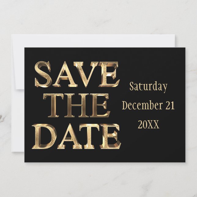 Save the Date Chic Black Script Wedding Party (Vorderseite)