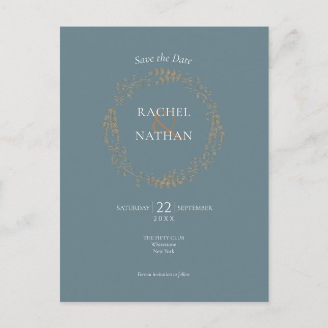 Save the Date Chic Elegante Postkarte (Vorderseite)