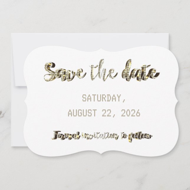 Save the Date Chic Imitate Gold Script Wedding Par (Vorderseite)