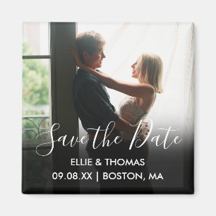 Save the Date Chic Modern Script Foto Magnet