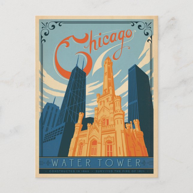 Save The Date | Chicago, IL - Wasserturm Ankündigungspostkarte (Vorderseite)