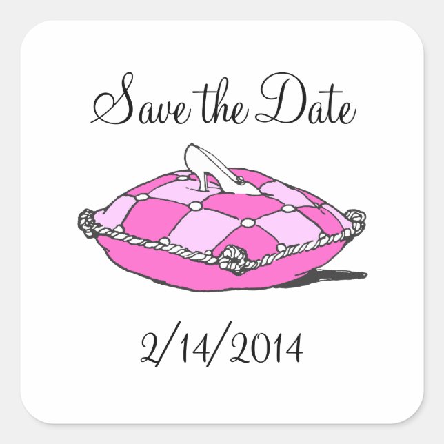 Save the Date Cinderella Princess Pink Sticker (Vorderseite)