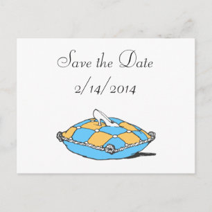 Save the Date Cinderella Slipper Aquamarin Kissen Ankündigungspostkarte