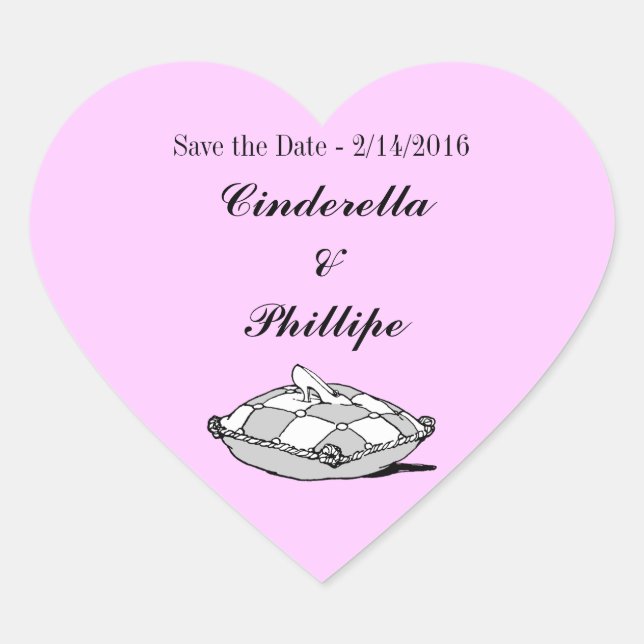 Save the Date Cinderella Slipper Heart Stickers (Vorderseite)