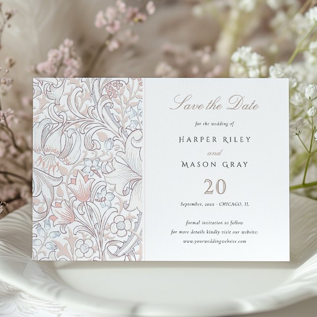Save the Date Classic Golden Lily Pastel Einladung (Von Creator hochgeladen)