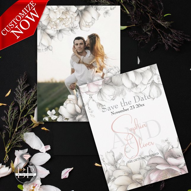 Save the Date | Classic Modern Ivory and Blush  Einladung (Von Creator hochgeladen)