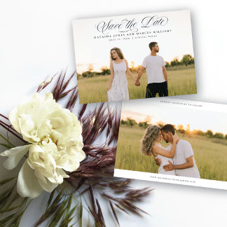 Save The Date Classic Script Full Bleed Wedding Ankündigung