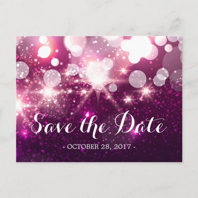 Save the Date Classy Pink Glamour Glitzer Glitzern Ankündigungspostkarte (Vorderseite)
