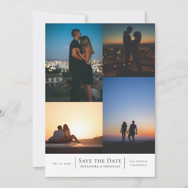 Save the Date Collage Wedding Personalisiert (Vorderseite)