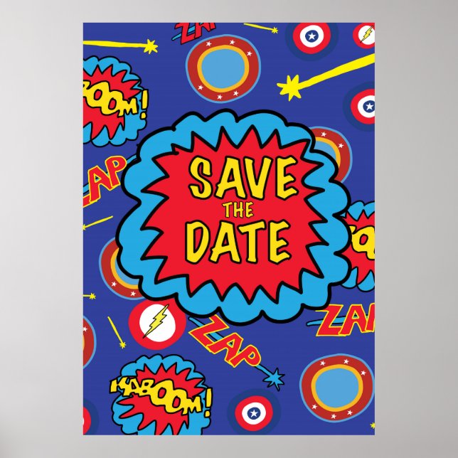 Save the Date Comic Heroes Poster (Vorne)